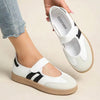 Three-Stripe Ballet-Style Mary Jane Shoes, Soft Leather, Rubber Sole, Slip-On Casual Sports Shoes For Women.